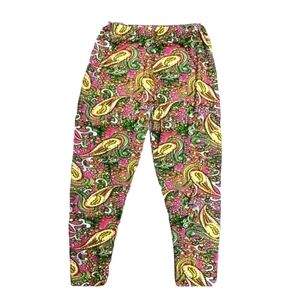 Winwin super soft leggings size L-XXL  Pink and green paisley print leggings